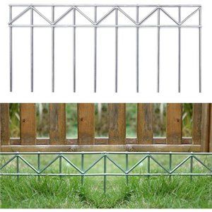 5 Pack 20"L x 10"H Decorative Garden Fencing, 5.5mm Galvanized Stakes